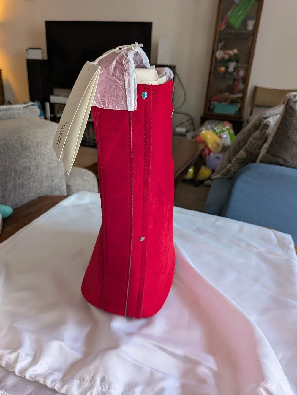 Red Suede Tote Bag